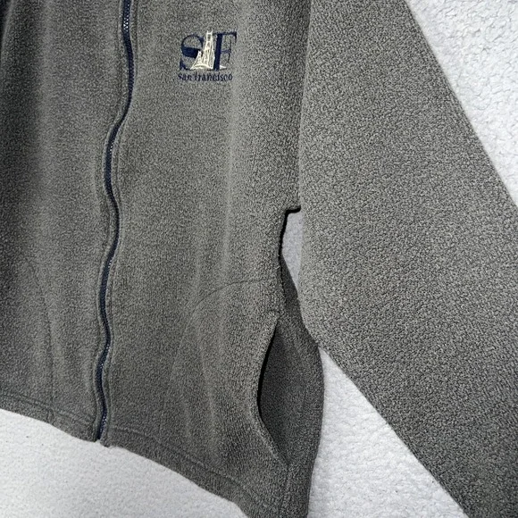 VTG San Francisco Fleece Jacket Men Sz S Gray Embroider Golden Gate Zip Made USA - Picture 4 of 9